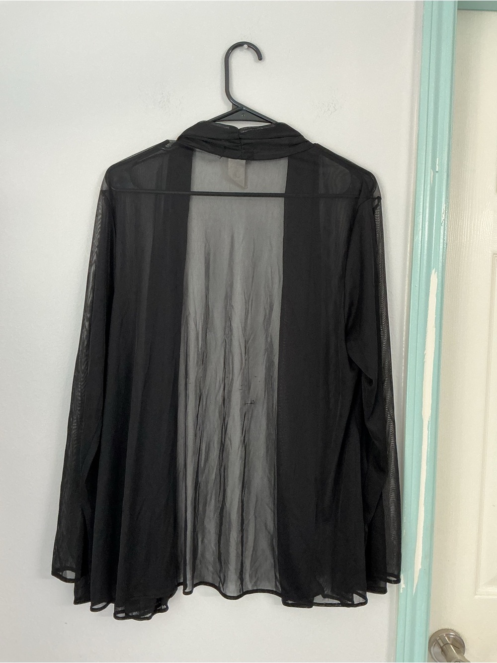 Sheer Black Open-Front Women's Robe r - Picture 5 of 8